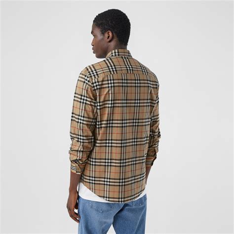 m.cuff buttons burberry 8006926|Relaxed Fit Check Cotton Shirt in Husk .